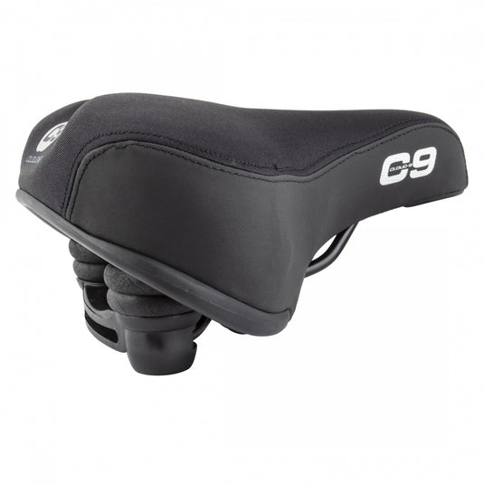 Cloud-9 Ladies Bicycle Comfort Saddle - Black Lycra Cover Steel Rails