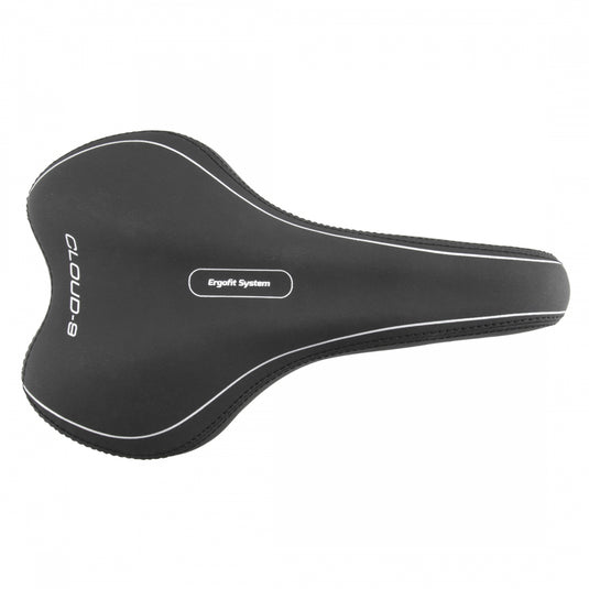 Cloud-9 Mens Bicycle Comfort Sport Seat - Black Vinyl Cover Multi-Stage Foam