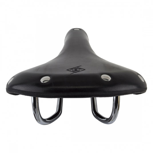 Origin8 Classic Saddle - Black Leather 155mm Width Chromoly Rails