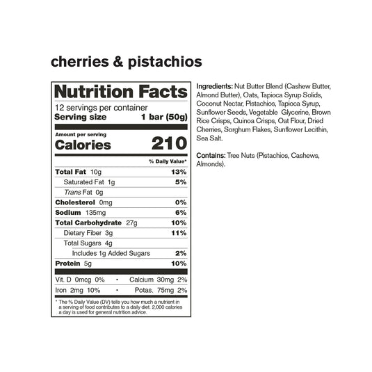 Skratch Labs Anytime Energy Bars: Cherry Pistachio - Fuel Your Day Anytime! Pack of  12