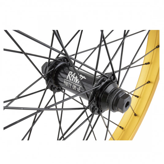 Rant Squad 20in Alloy Front Wheel B/O 3/8inx100mm Party On V2 Rim Brake Gold