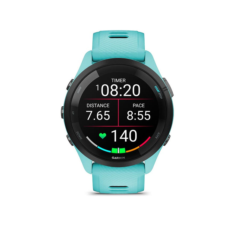 Load image into Gallery viewer, Garmin Forerunner 265 Music Watch, Watch Color: Aqua, Wristband: Aqua/Black - Silicone
