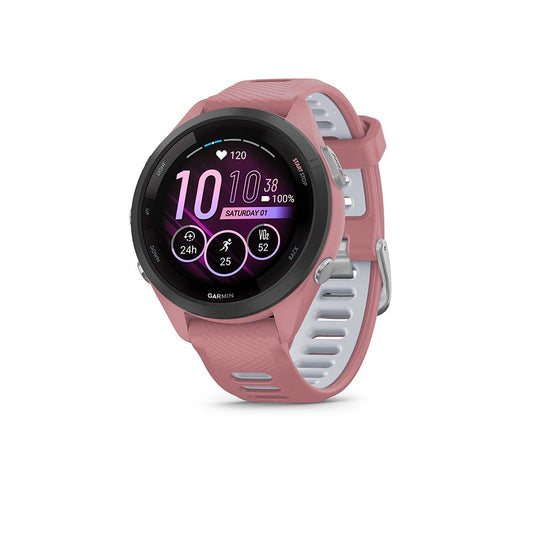 Garmin Forerunner 265S Music Watch, Watch Color: Light Pink, Wristband: Light Pink/Powder Grey - Silicone