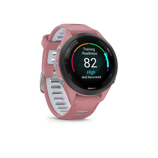 Garmin Forerunner 265S Music Watch, Watch Color: Light Pink, Wristband: Light Pink/Powder Grey - Silicone