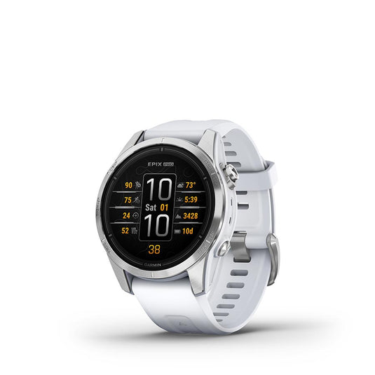 Garmin Epix Pro Std. Edition 42mm, Watch, Watch Color: Silver, Wristband: White - Silicone