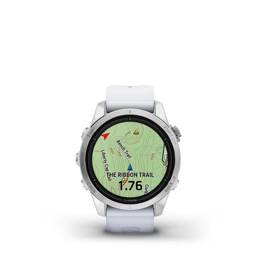 Garmin Epix Pro Std. Edition 42mm, Watch, Watch Color: Silver, Wristband: White - Silicone