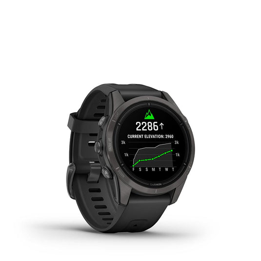 Garmin Epix Pro Sapphire Edition 42mm, Watch, Watch Color: Titanium, Wristband: Black - Silicone