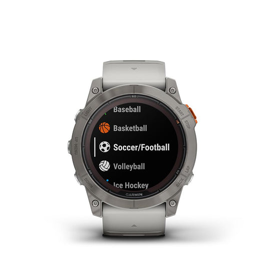 Garmin fenix 7X Pro Sapphire Solar, Watch, Watch Color: Titanium, Wristband: Fog Grey/ Ember Orange - Silicone