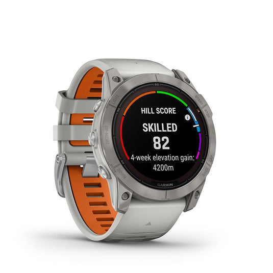 Garmin fenix 7X Pro Sapphire Solar, Watch, Watch Color: Titanium, Wristband: Fog Grey/ Ember Orange - Silicone