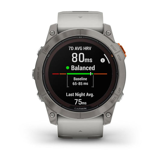 Garmin fenix 7X Pro Sapphire Solar, Watch, Watch Color: Titanium, Wristband: Fog Grey/ Ember Orange - Silicone