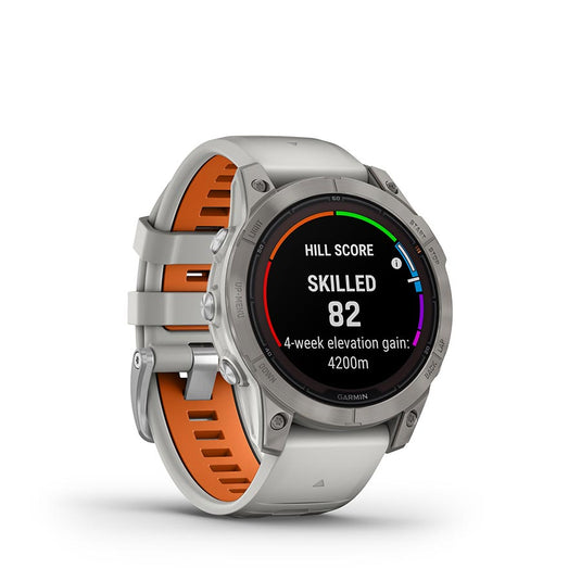 Garmin fenix 7 Pro Sapphire Solar, Watch, Watch Color: Titanium, Wristband: Fog Grey/ Ember Orange - Silicone