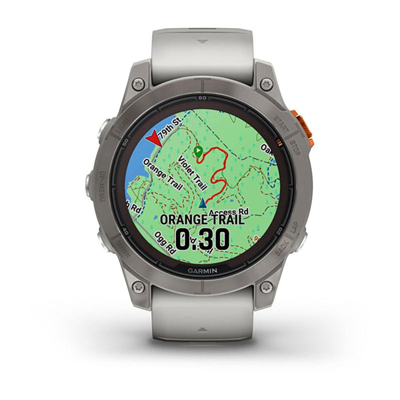 Load image into Gallery viewer, Garmin fenix 7 Pro Sapphire Solar, Watch, Watch Color: Titanium, Wristband: Fog Grey/ Ember Orange - Silicone
