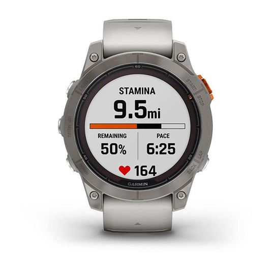 Garmin fenix 7 Pro Sapphire Solar, Watch, Watch Color: Titanium, Wristband: Fog Grey/ Ember Orange - Silicone