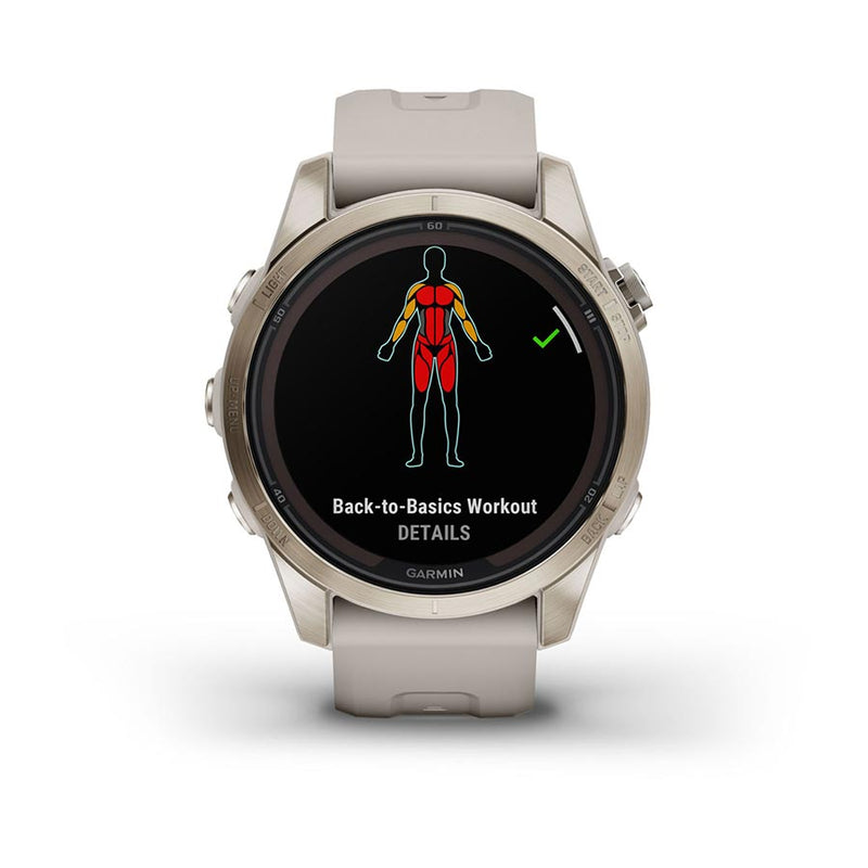 Load image into Gallery viewer, Garmin fenix 7S Pro Sapphire Solar, Watch, Watch Color: Soft Gold, Wristband: Light Sand - Silicone
