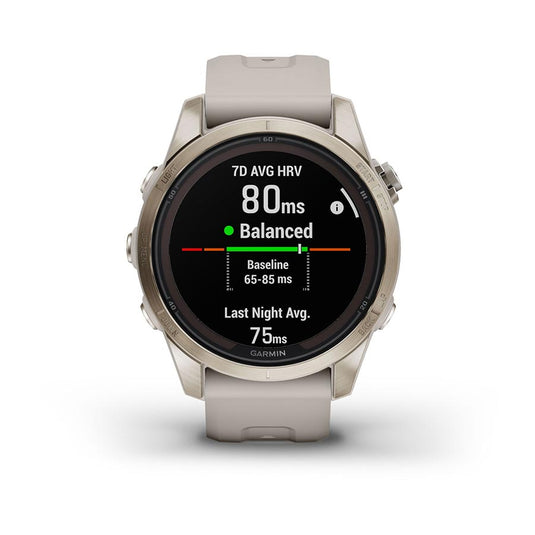 Garmin fenix 7S Pro Sapphire Solar, Watch, Watch Color: Soft Gold, Wristband: Light Sand - Silicone