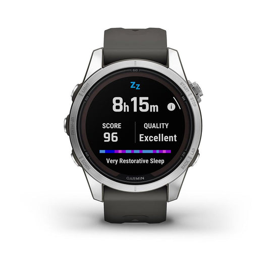 Garmin fenix 7S Pro Solar Glass, Watch, Watch Color: Silver/ Grey, Wristband: Graphite - Silicone