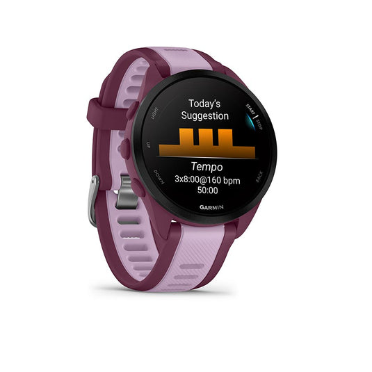 Garmin Forerunner 165 Music Watch, Watch Color: Berry, Wristband: Lilac - Silicone