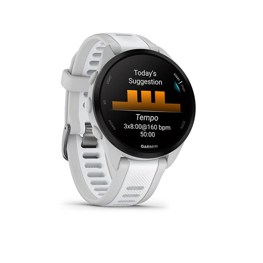 Garmin Forerunner 165 Music Watch, Watch Color: Grey, Wristband: Whitestone - Silicone