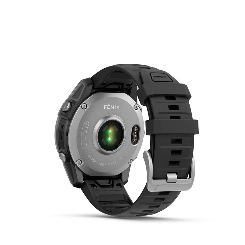 Load image into Gallery viewer, Garmin fenix E AMOLED 47mm Watch, Watch Color: Stainless, Wristband: Black - Silicone
