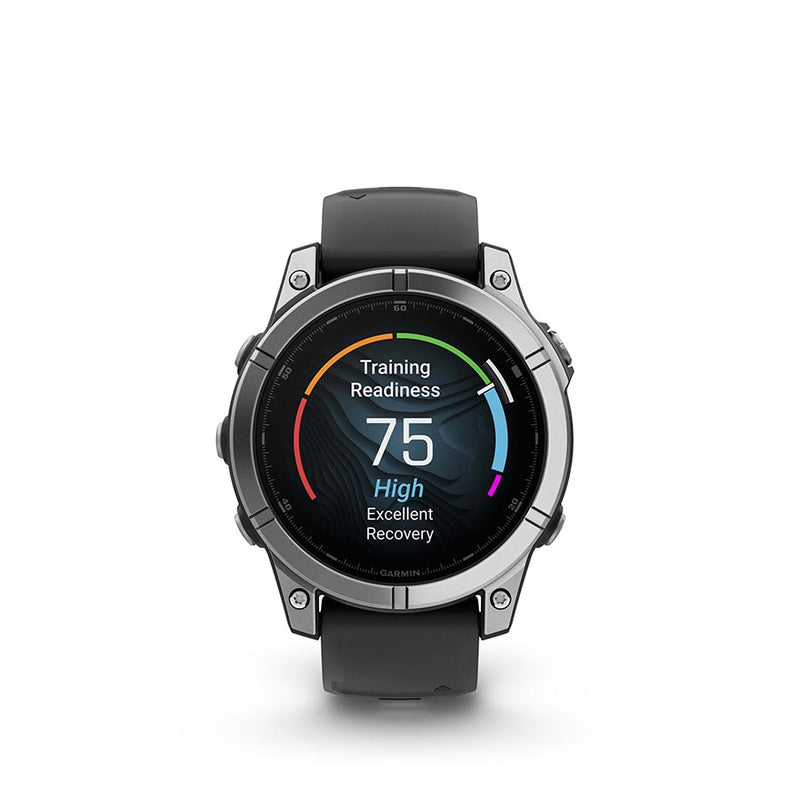 Load image into Gallery viewer, Garmin fenix E AMOLED 47mm Watch, Watch Color: Stainless, Wristband: Black - Silicone
