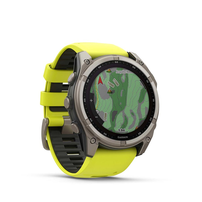 Load image into Gallery viewer, Garmin fenix 8 Solar Sapphire 51mm, Watch, Watch Color: Titanium, Wristband: Amp Yellow/ Graphite - Silicone
