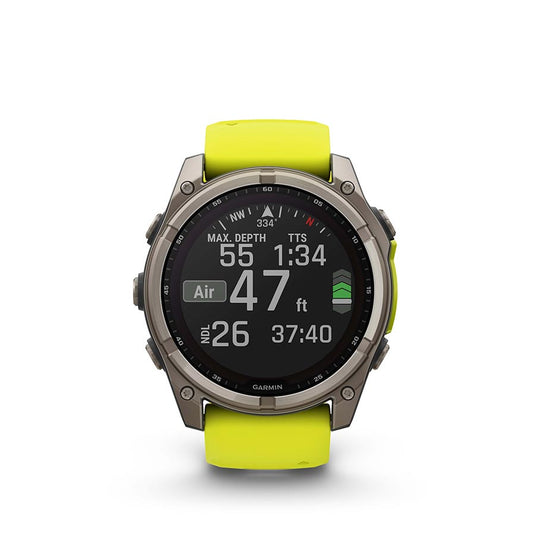 Garmin fenix 8 Solar Sapphire 51mm, Watch, Watch Color: Titanium, Wristband: Amp Yellow/ Graphite - Silicone