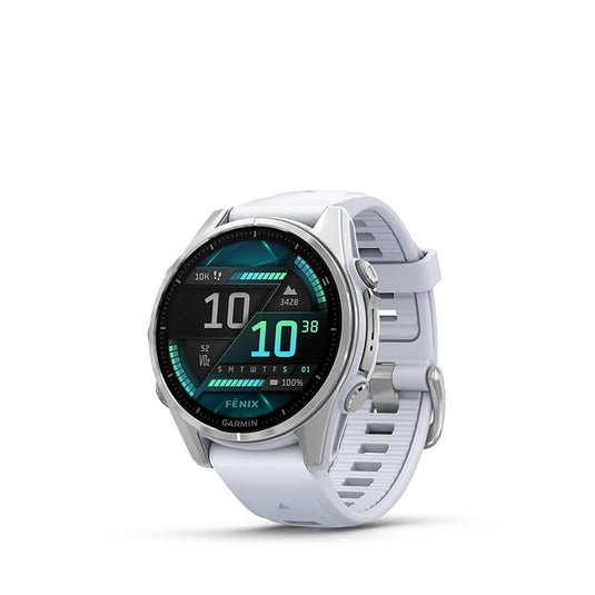 Garmin fenix 8 AMOLED 43mm Watch, Watch Color: Silver, Wristband: Whitestone - Silicone