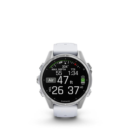 Garmin fenix 8 AMOLED 43mm Watch, Watch Color: Silver, Wristband: Whitestone - Silicone