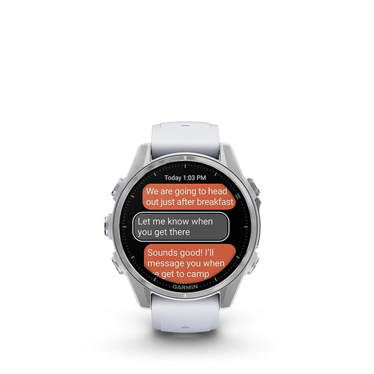 Garmin fenix 8 AMOLED 43mm Watch, Watch Color: Silver, Wristband: Whitestone - Silicone