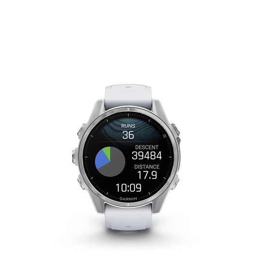 Garmin fenix 8 AMOLED 43mm Watch, Watch Color: Silver, Wristband: Whitestone - Silicone