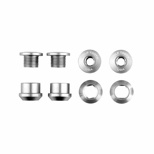 Wolf Tooth 1x Chainring Bolt Set - 6mm, Dual Hex Fittings, Set/4, Raw Silver