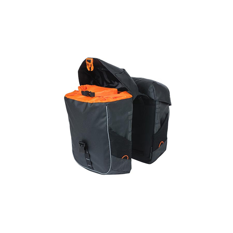 Load image into Gallery viewer, Basil Miles Double bag Pannier, 34L, Black/Orange
