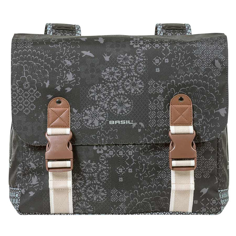 Load image into Gallery viewer, Basil Boheme Double Pannier Bag Charcoal Grey 14.6x5.9x14.6in UBS / Straps
