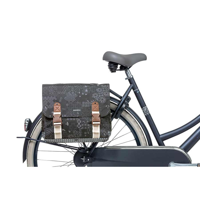 Load image into Gallery viewer, Basil Boheme Double Pannier Bag Charcoal Grey 14.6x5.9x14.6in UBS / Straps
