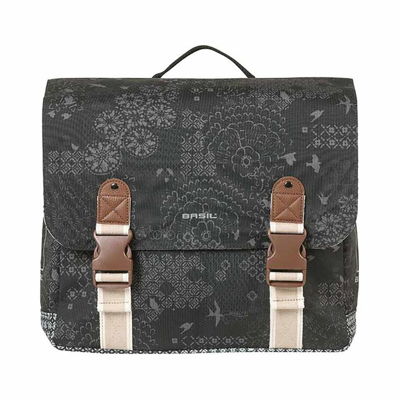 Load image into Gallery viewer, Basil Boheme Double Pannier Bag Charcoal Grey 14.6x5.9x14.6in MIK
