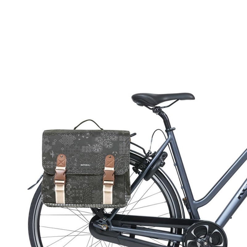 Load image into Gallery viewer, Basil Boheme Double Pannier Bag Charcoal Grey 14.6x5.9x14.6in MIK
