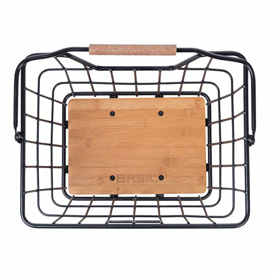 Basil Nordland Basket Black/Bamboo Steel/Bamboo 15.8x12.6x11.8`