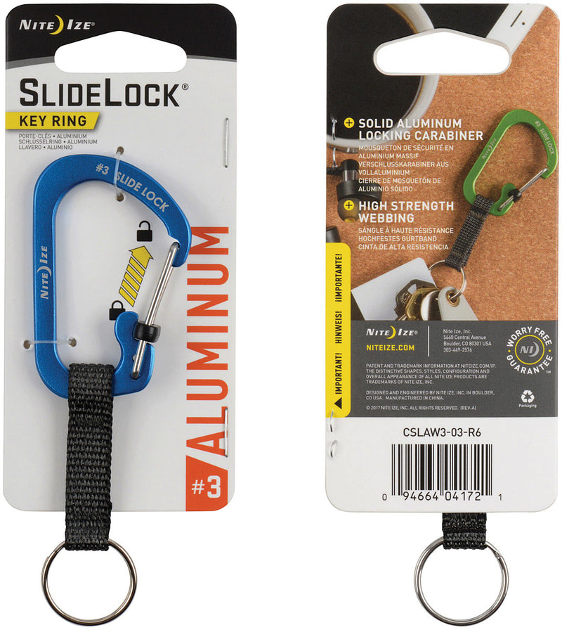 Load image into Gallery viewer, Nite Ize Slidelock Key Ring - Aluminum Key Ring in Blue Assorted Key Chains
