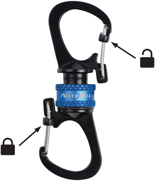 Nite Ize 360° Magnetic Lock Dual Carabiner - Blue Accessory Carabiners for Secure and Convenient Attachment