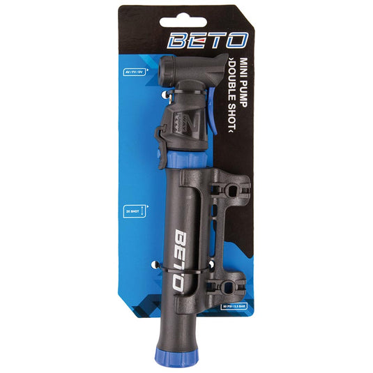 Beto Double Shot Mini Pump 80psi, Reversible, Black