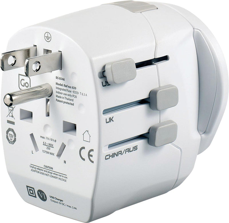 Load image into Gallery viewer, Go Travel Worldwide Grounded Adapter with USB Port - Stay Connected Anywhere!
