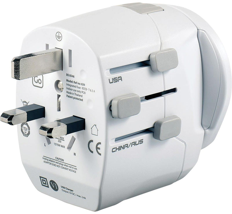 Load image into Gallery viewer, Go Travel Worldwide Grounded Adapter with USB Port - Stay Connected Anywhere!
