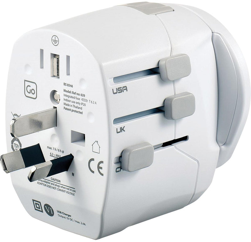 Load image into Gallery viewer, Go Travel Worldwide Grounded Adapter with USB Port - Stay Connected Anywhere!
