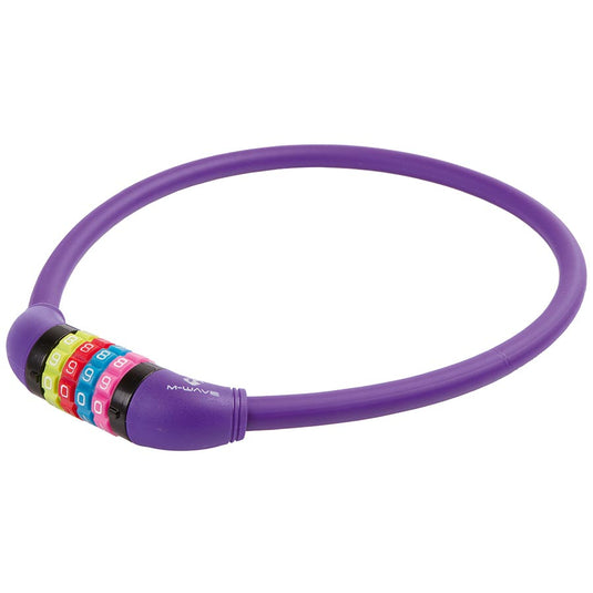 M-Wave DS 12.6 Cable lock Combination, 12mm, 12x650mm, Purple