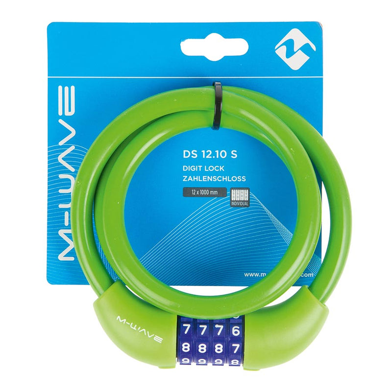 Load image into Gallery viewer, M-Wave DS 12.10 Cable lock Combination, 12mm, 12x1000mm, Green
