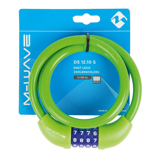 M-Wave DS 12.10 Cable lock Combination, 12mm, 12x1000mm, Green