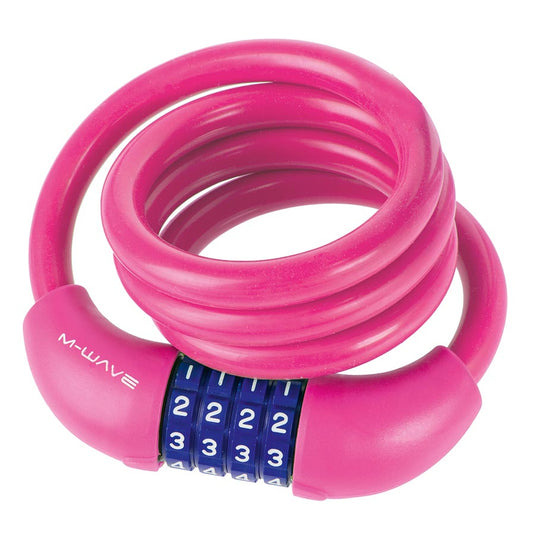 M-Wave DS 12.10 Cable lock Combination, 12mm, 12x1000mm, Pink