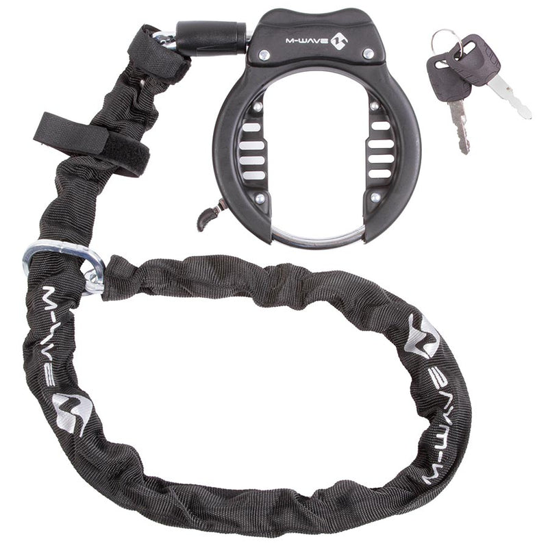 Load image into Gallery viewer, M-Wave Ringchain XL Chain Lock, Key, 5.5mm, 100cm, Black
