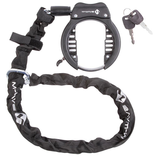 M-Wave Ringchain XL Chain Lock, Key, 5.5mm, 100cm, Black