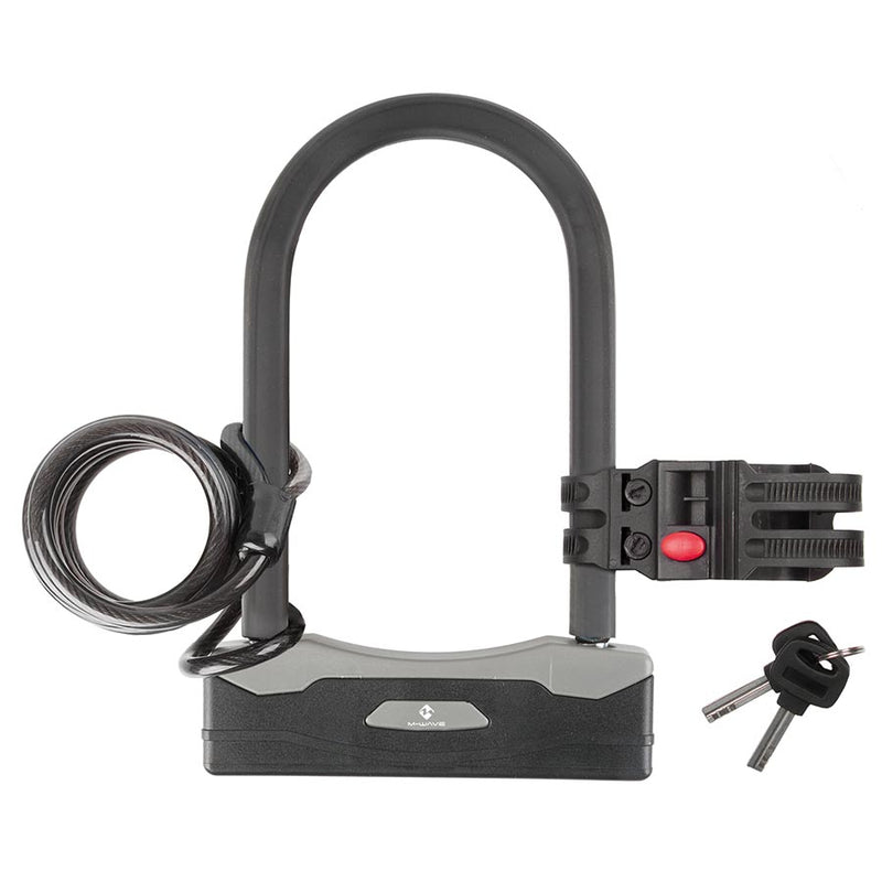 Load image into Gallery viewer, M-Wave B&amp;S U-Lock Key 106x188mm, Thickness in mm: 15mm, With 8mm x 180cm cable, Black
